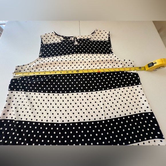 TALBOT’S BLACK & WHITE POLKA DOT WIDE STRIPE SLEEVELESS BLOUSE SIZE XL - Picture 2 of 8